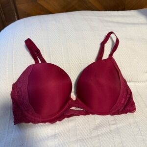 Victoria's Secret Dream Angels Push Up Bra 38C Red Maroon Lace lingerie top